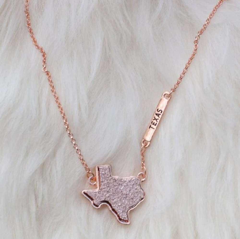 Rose Gold Druzy Texas Necklace